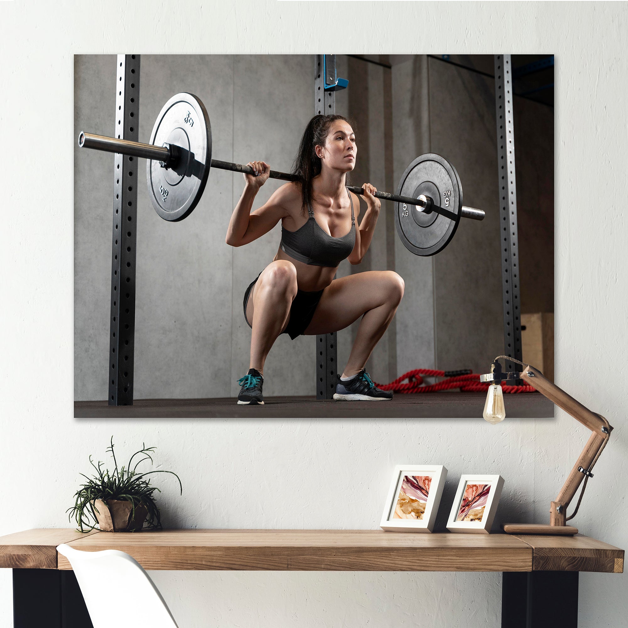 Woman Bodybuilding Workout I - Aerobic & Bodybuilding Canvas Wall Art