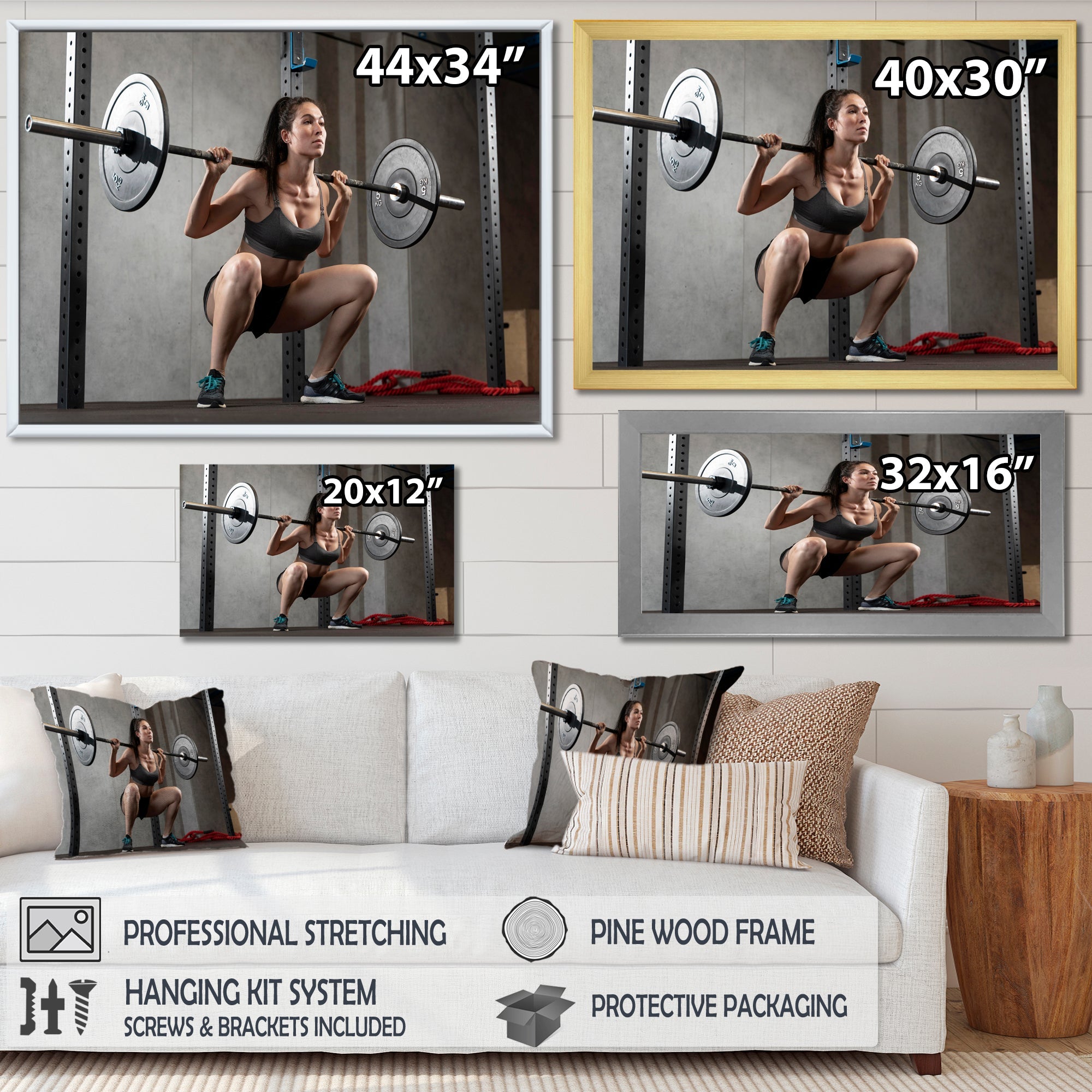 Woman Bodybuilding Workout I - Aerobic & Bodybuilding Canvas Wall Art