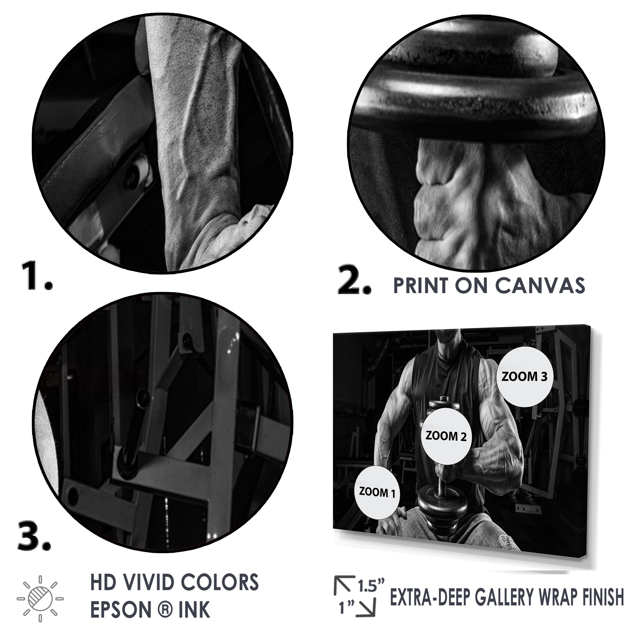 Black And White Dumbbell Gym - Aerobic & Bodybuilding Canvas Wall Art