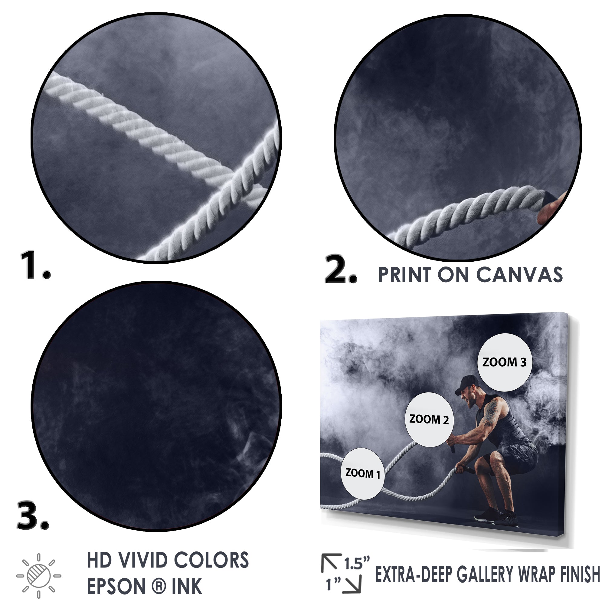 Tattooed Bearded Male Exercising - Aerobic & Bodybuilding Canvas Wall Art