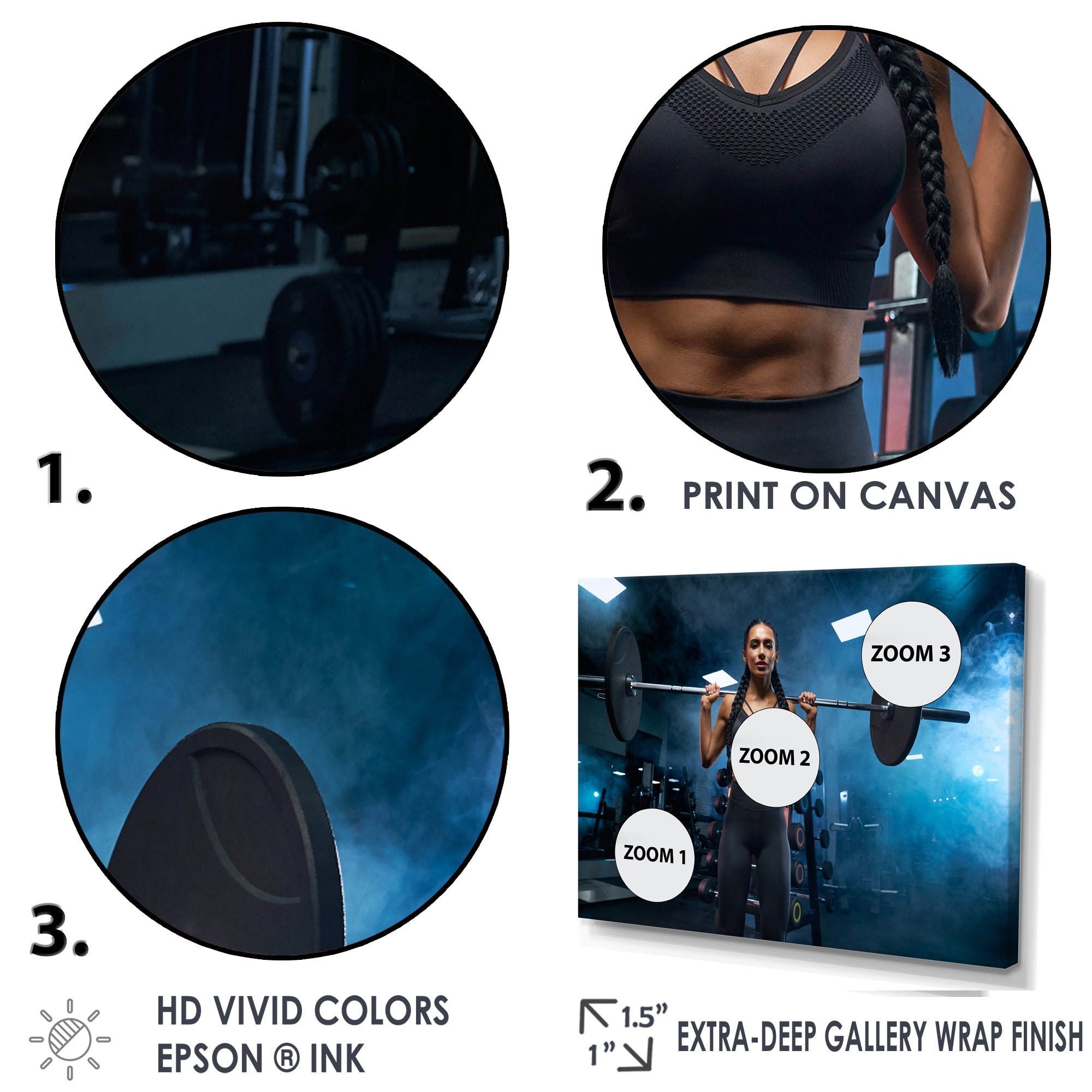 Woman Holding Barbell On Shoulders - Aerobic & Bodybuilding Canvas Wall Art