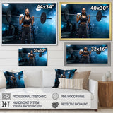 Woman Holding Barbell On Shoulders - Aerobic & Bodybuilding Canvas Wall Art