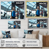 Caucasian Doing Strength Exercises - Aerobic & Bodybuilding Canvas Wall Art