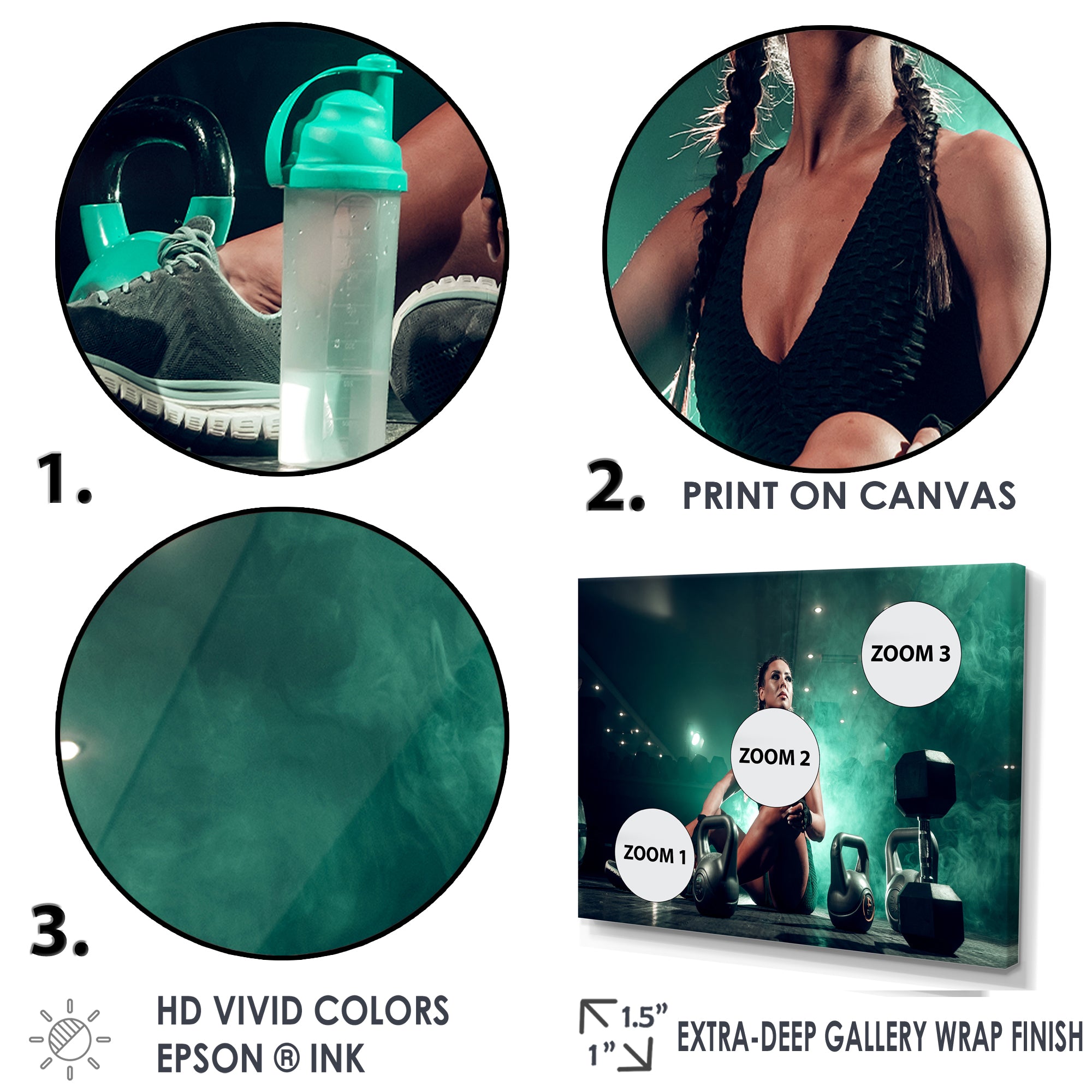 Female Athlete With Dumbbells - Aerobic & Bodybuilding Canvas Wall Art