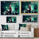 Female Athlete With Dumbbells - Aerobic & Bodybuilding Canvas Wall Art
