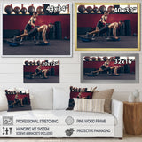 Athletic Man Woman With Dumbbells - Aerobic & Bodybuilding Canvas Wall Art