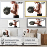 Sports Man Workout With Barbell - Aerobic & Bodybuilding Canvas Wall Art
