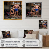 Sports Couple Is Working Out Gym - Aerobic & Bodybuilding Canvas Wall Art