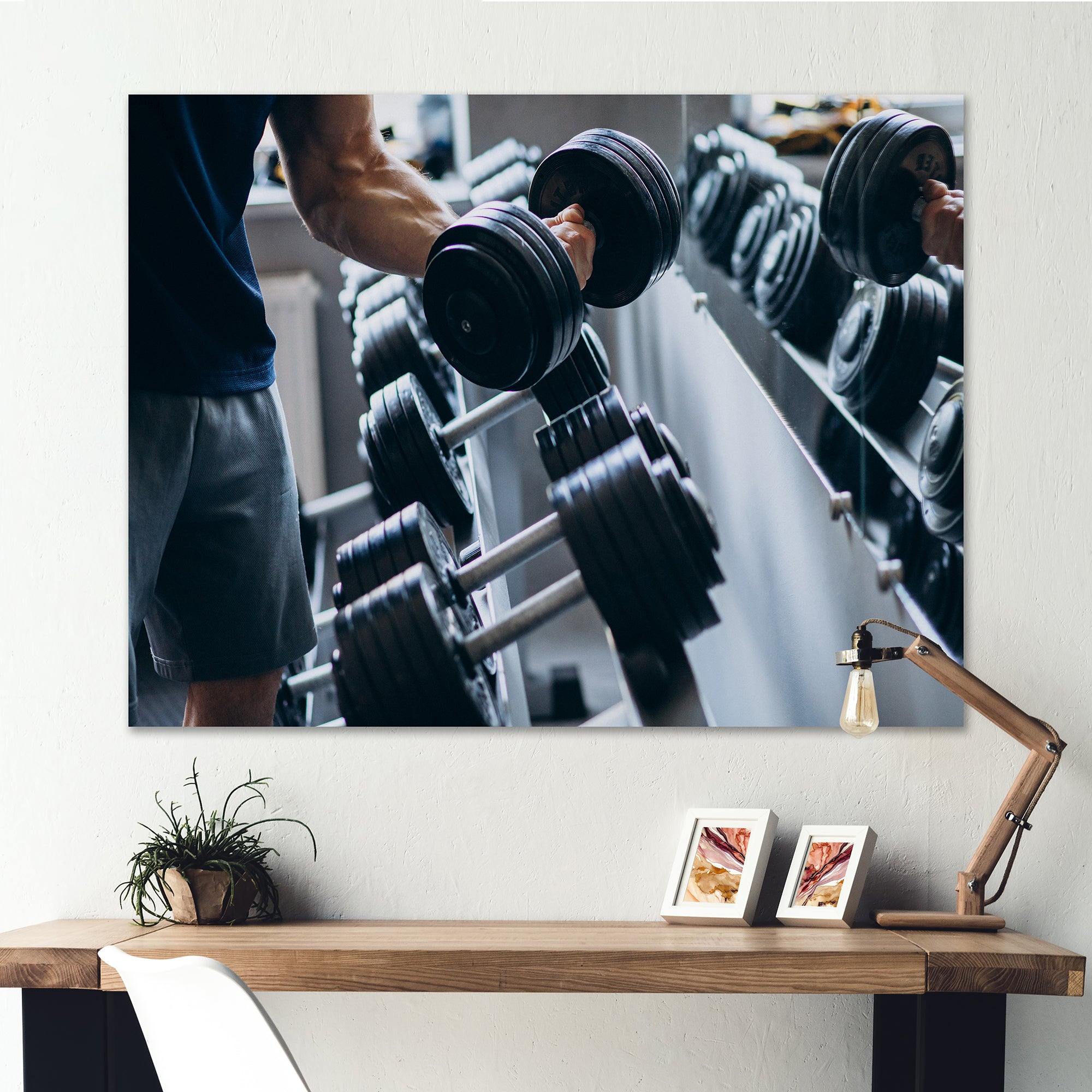 Strong Man Training At Gym - Aerobic & Bodybuilding Canvas Wall Art