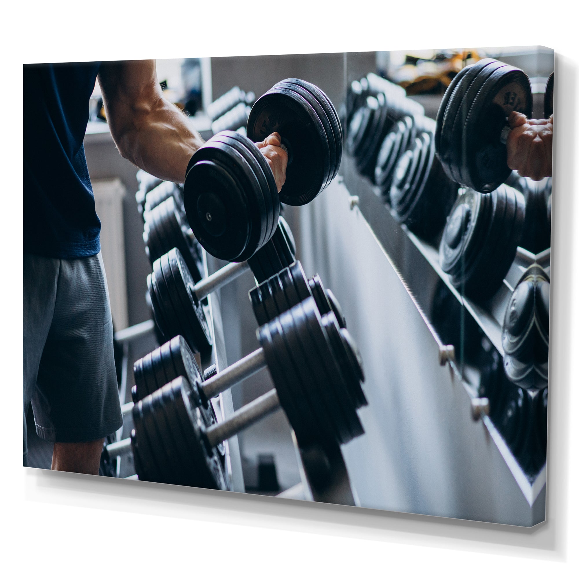 Strong Man Training At Gym - Aerobic & Bodybuilding Canvas Wall Art