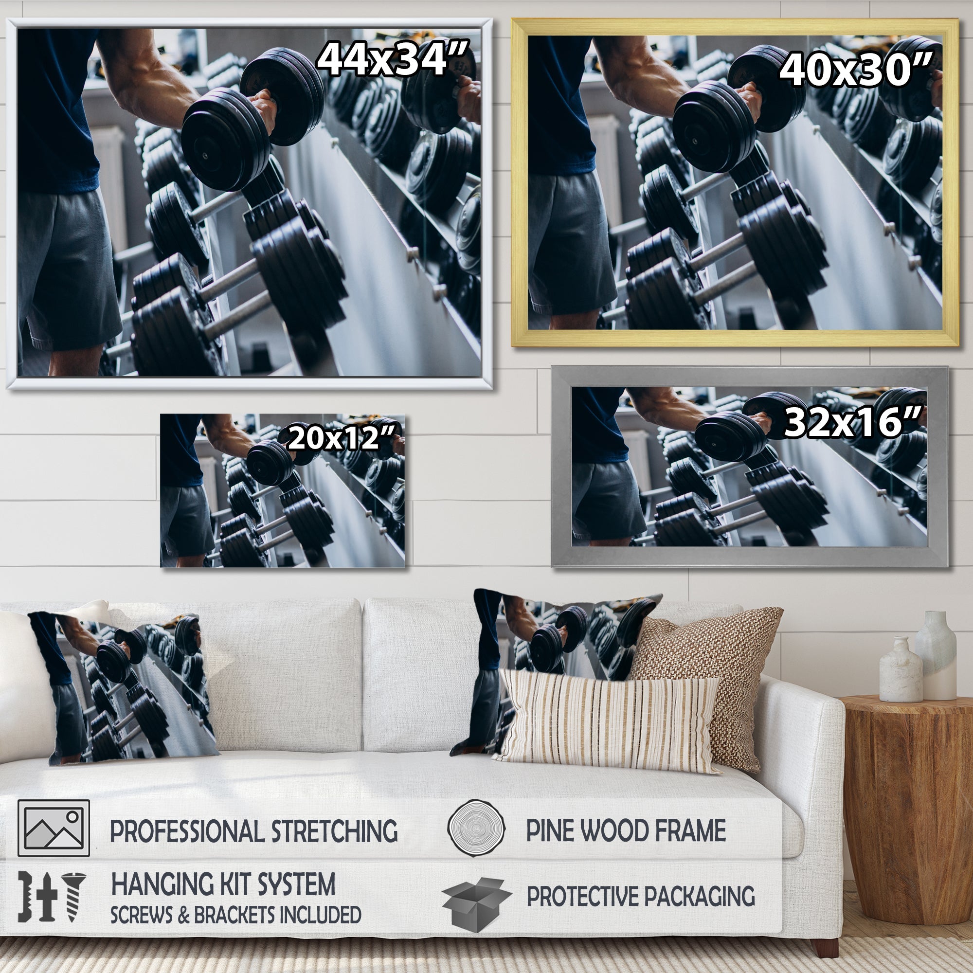 Strong Man Training At Gym - Aerobic & Bodybuilding Canvas Wall Art