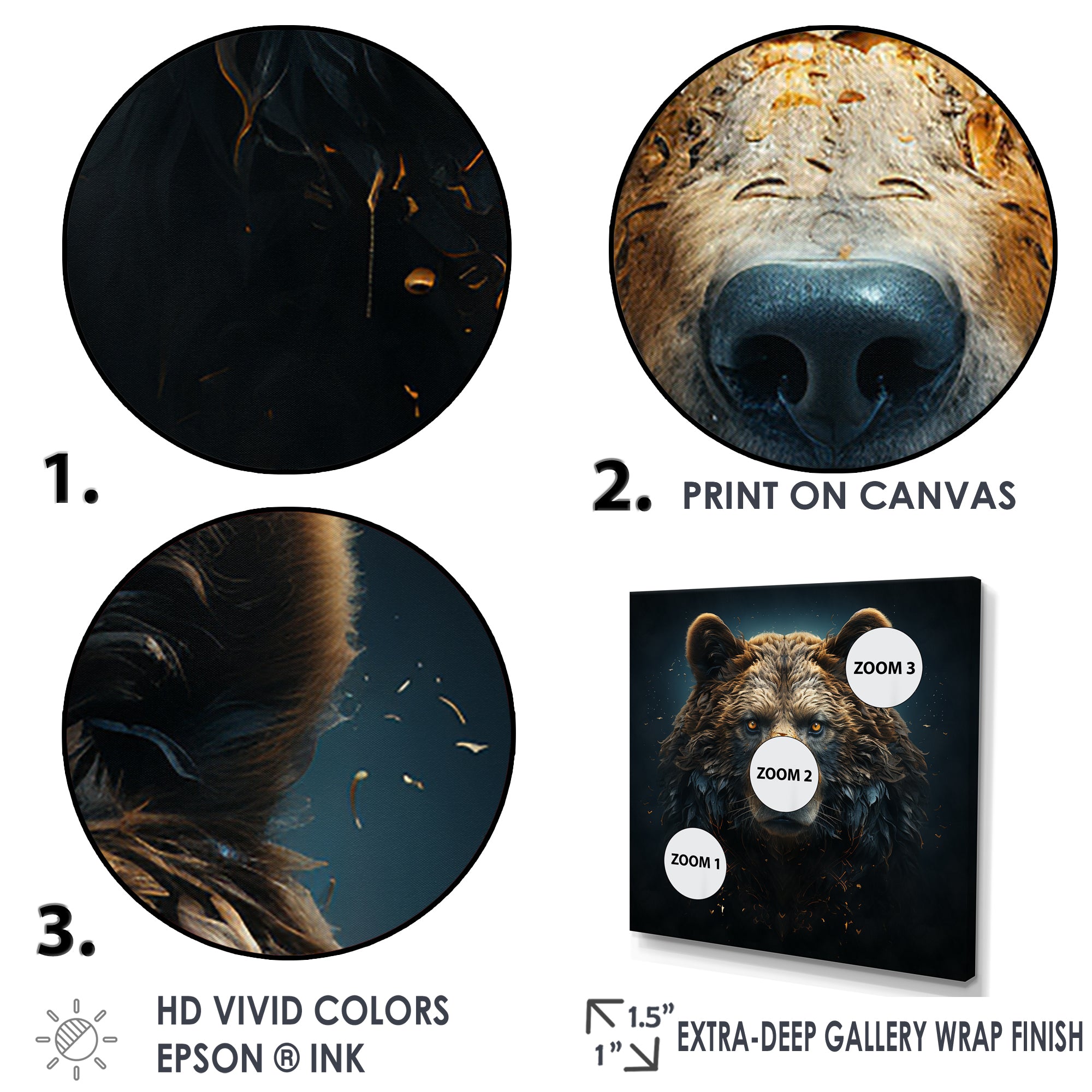 A Baroque Featuring A Bear With Gold - Bear Canvas Wall Art