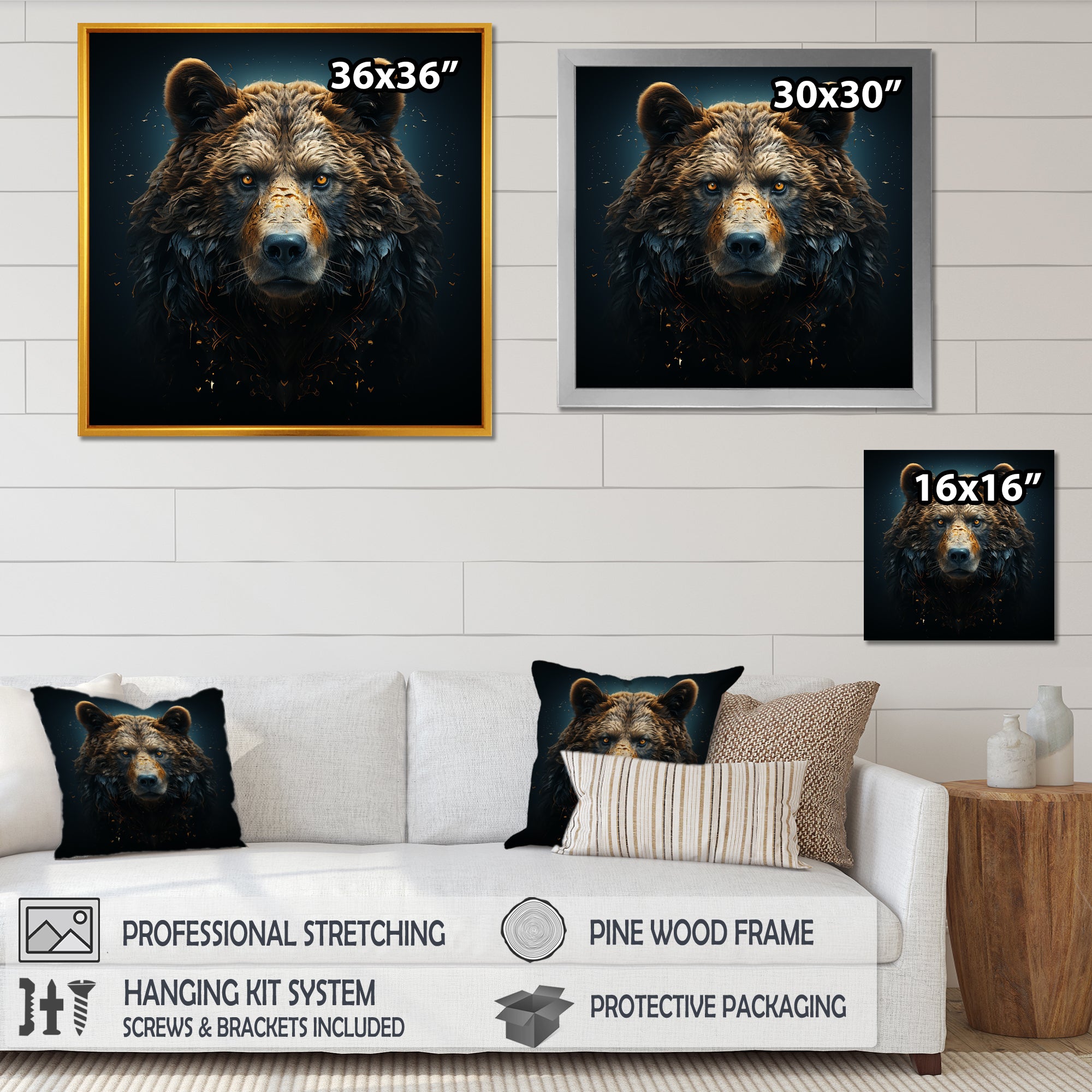 A Baroque Featuring A Bear With Gold - Bear Canvas Wall Art