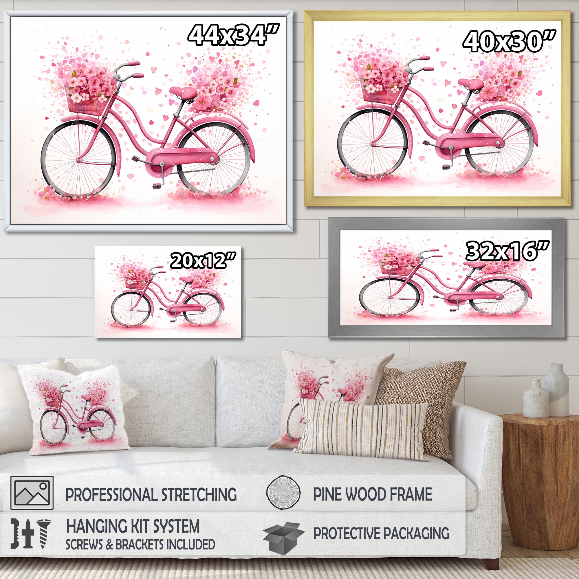 Candy Cruise Pink Bicycle - Bicycle Canvas Wall Art