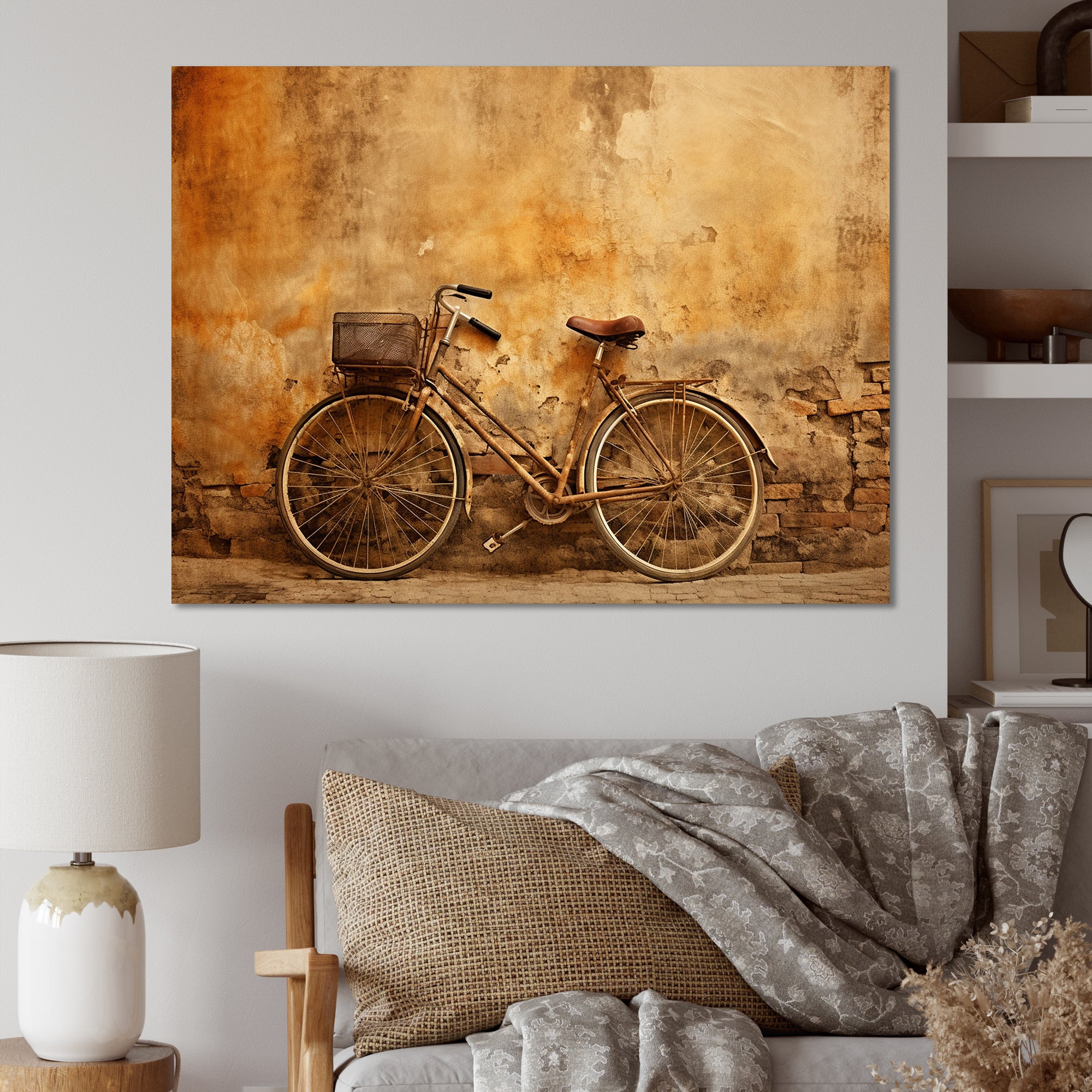 Caramel Commute Bicycle - Bicycle Canvas Wall Art