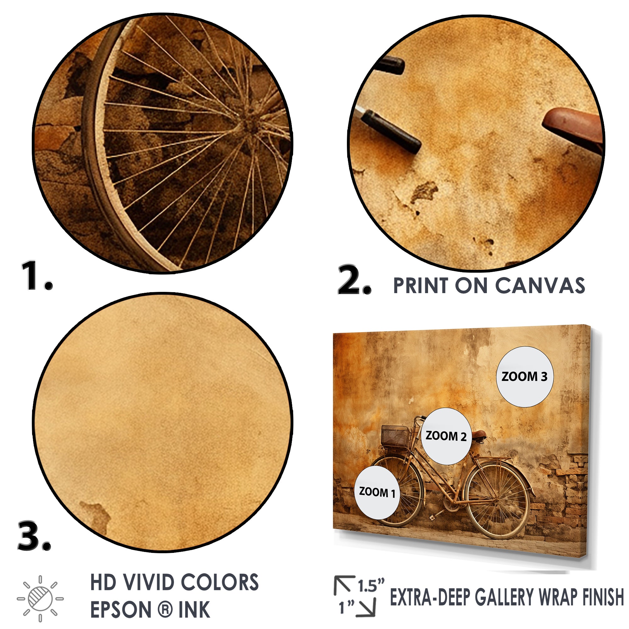 Caramel Commute Bicycle - Bicycle Canvas Wall Art