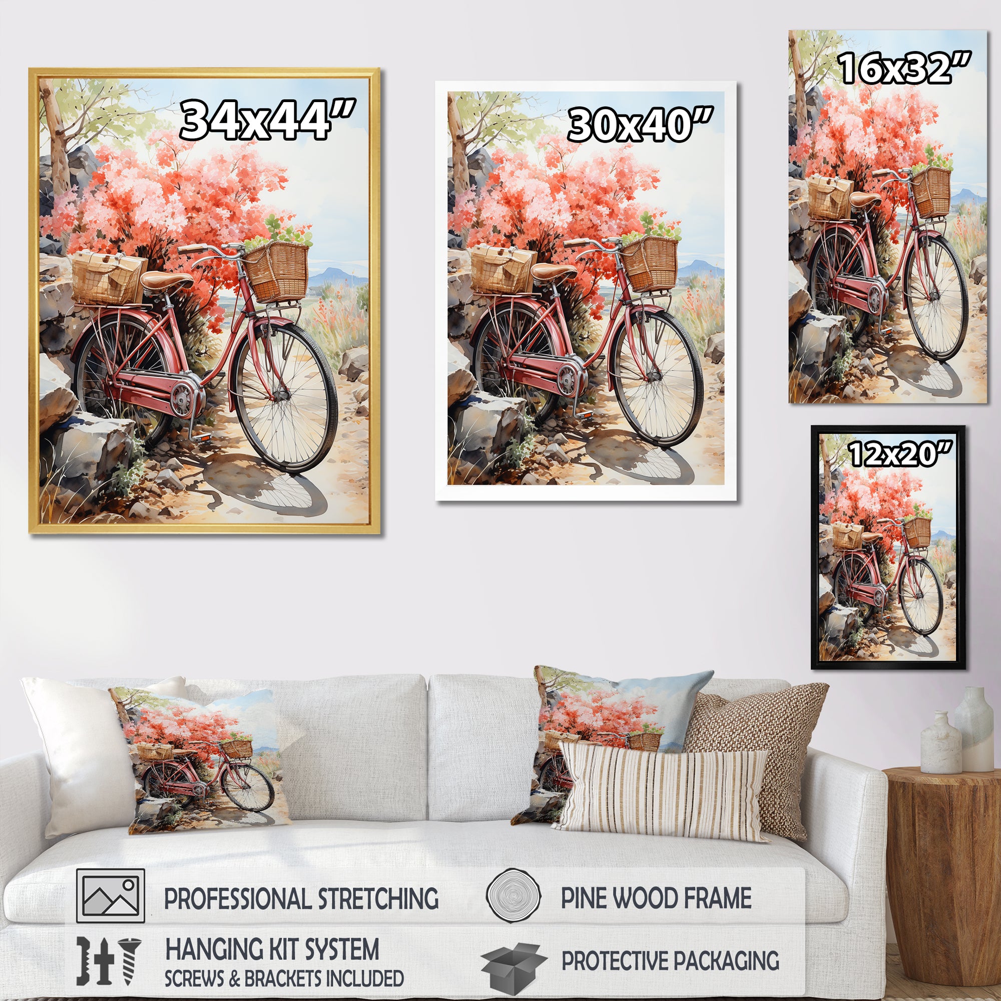 Coral Cruise Bicycle - Bicycle Canvas Wall Art