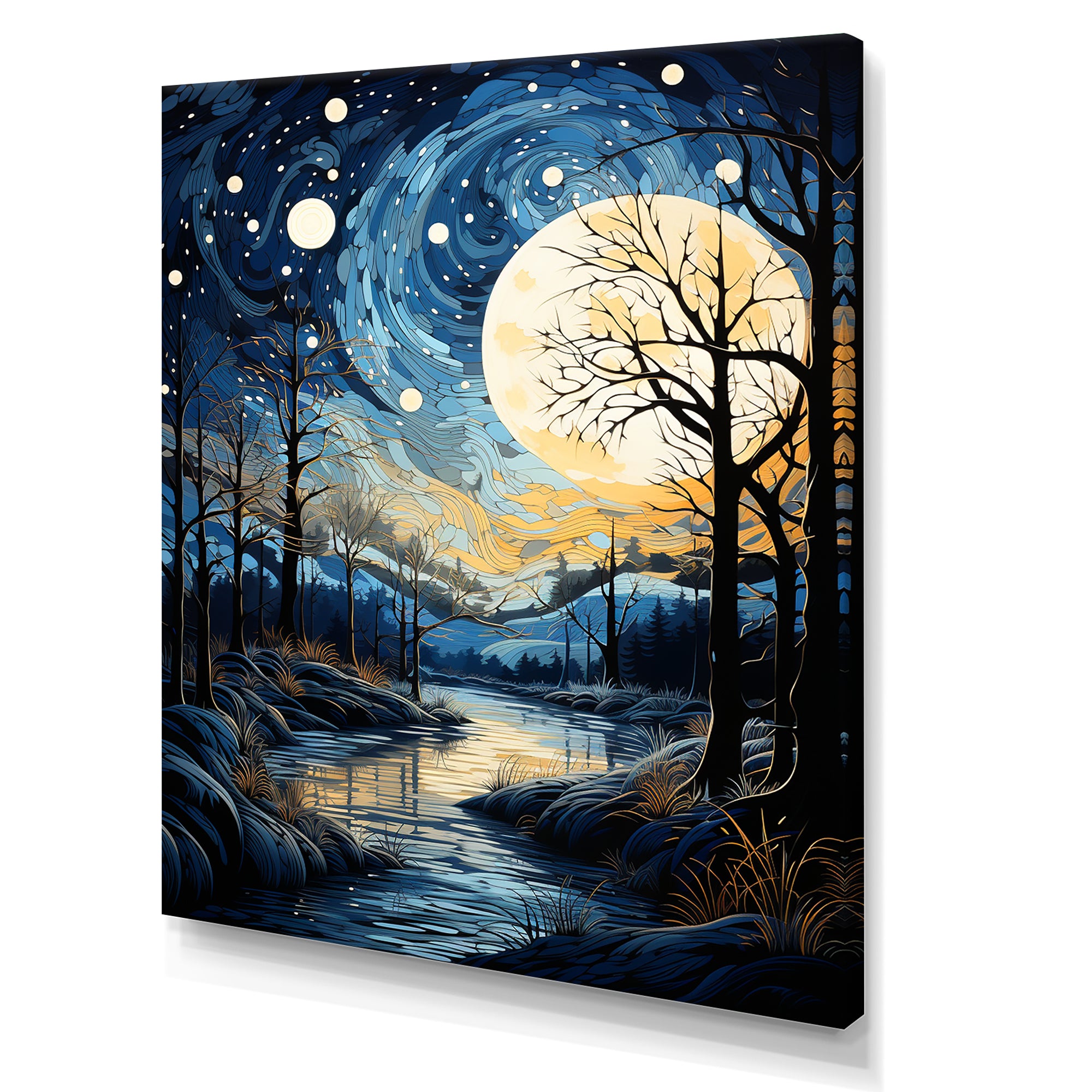 Indigo Intrigue Water Stream - Bicycle Canvas Wall Art