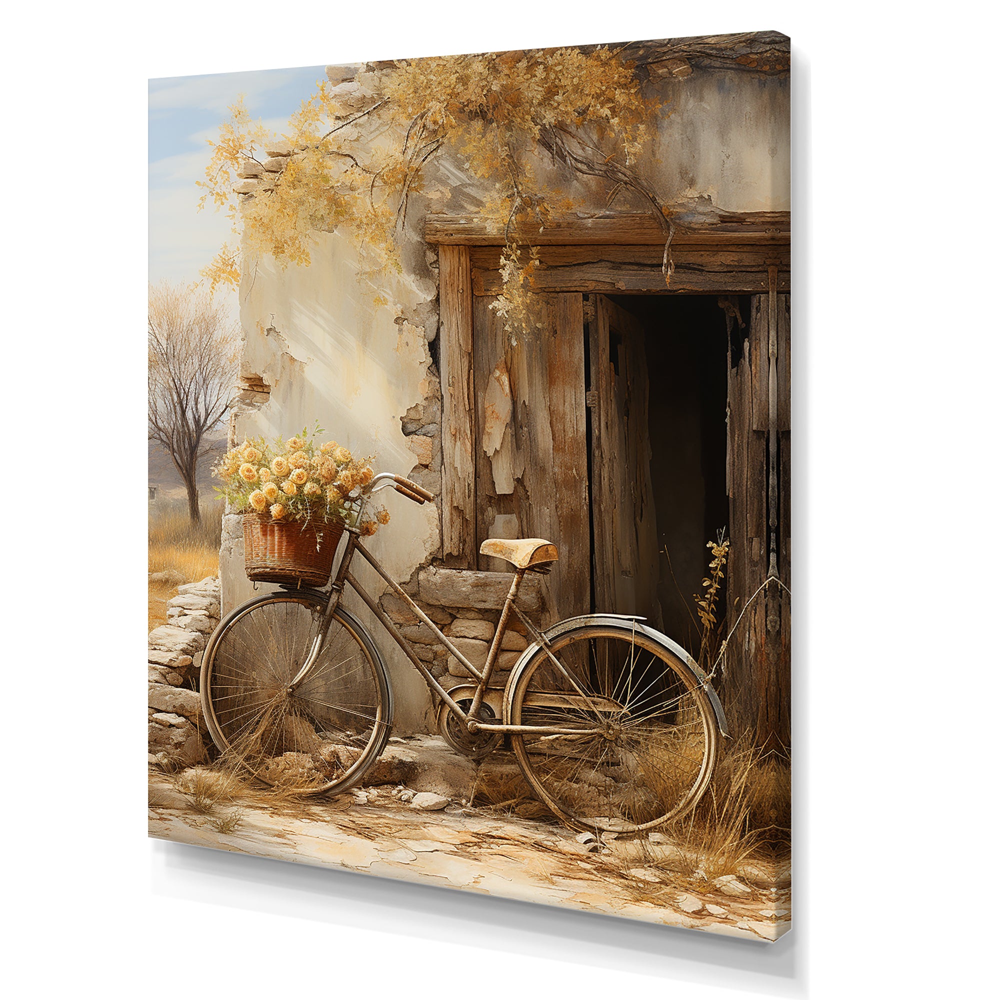 Olive Outing Vintage Bicycle - Bicycle Canvas Wall Art