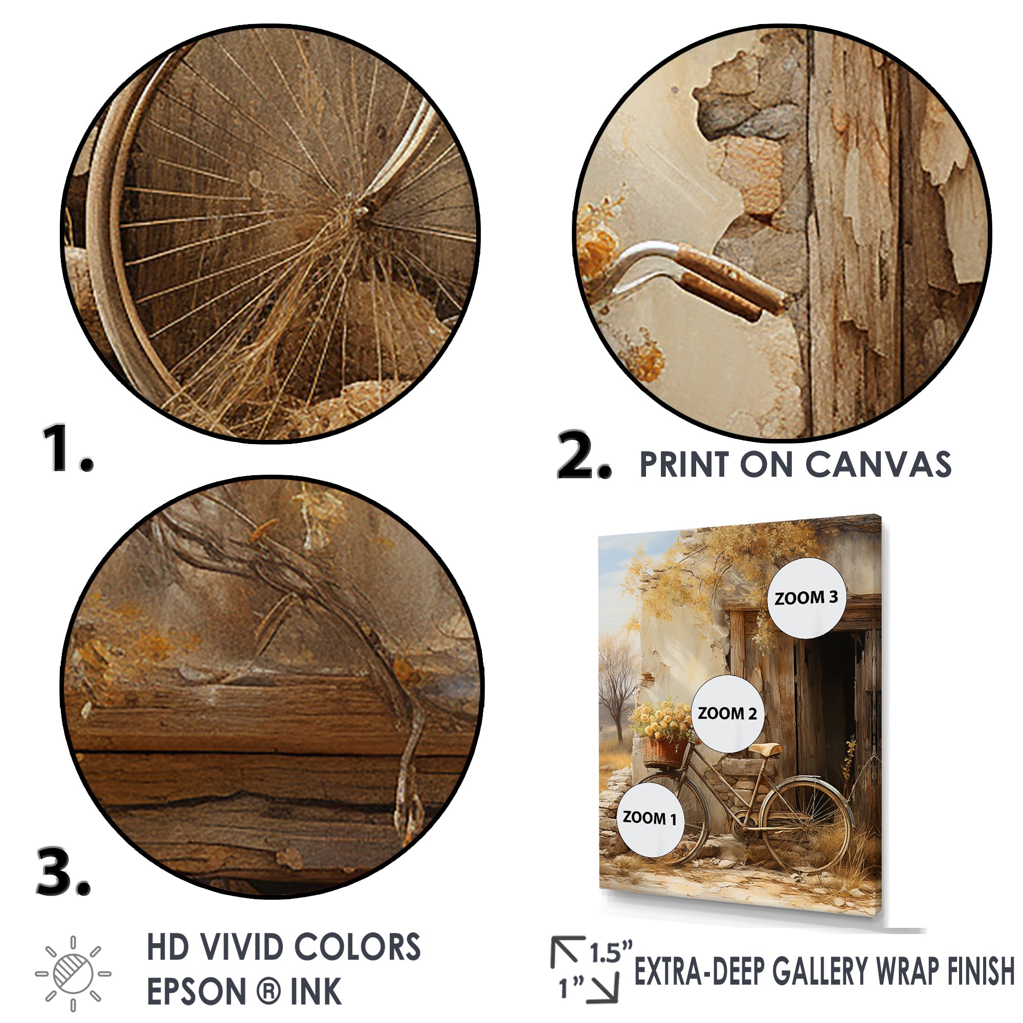 Olive Outing Vintage Bicycle - Bicycle Canvas Wall Art