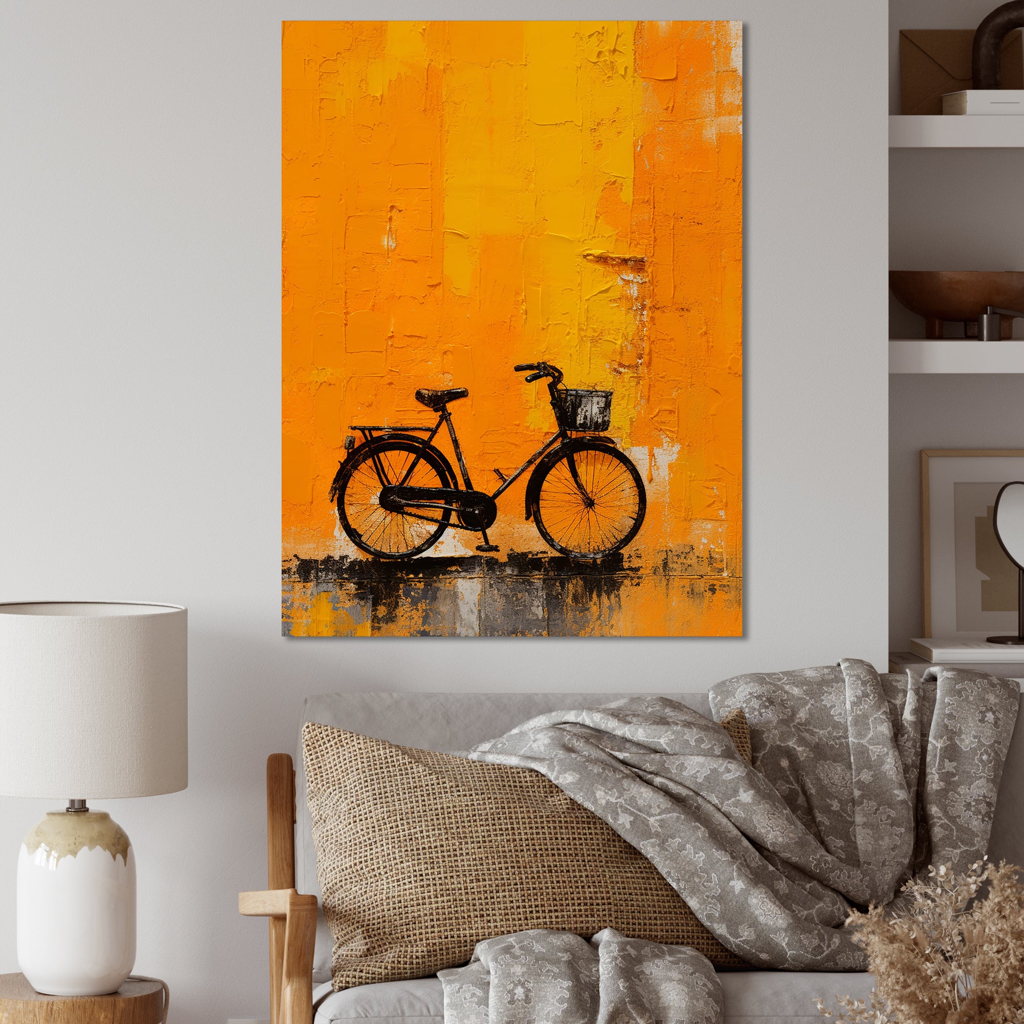 Bicycle Orange Odyssey - Bicycle Canvas Wall Art