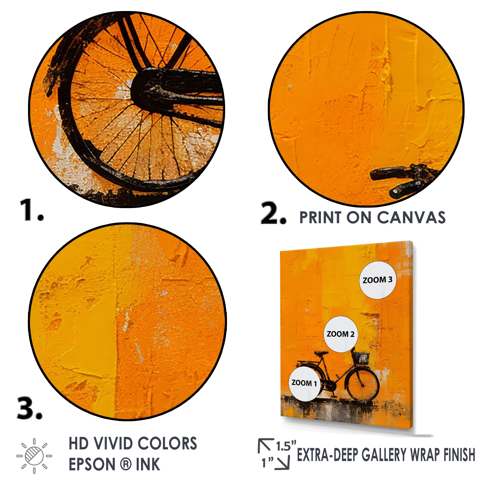 Bicycle Orange Odyssey - Bicycle Canvas Wall Art
