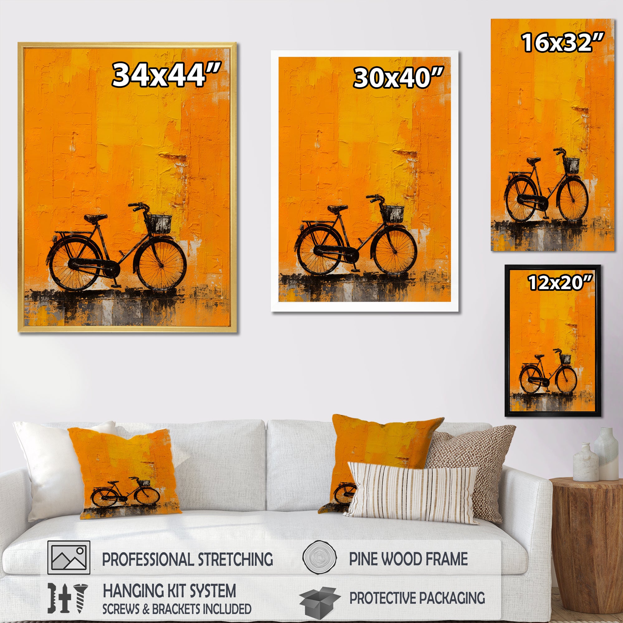 Bicycle Orange Odyssey - Bicycle Canvas Wall Art