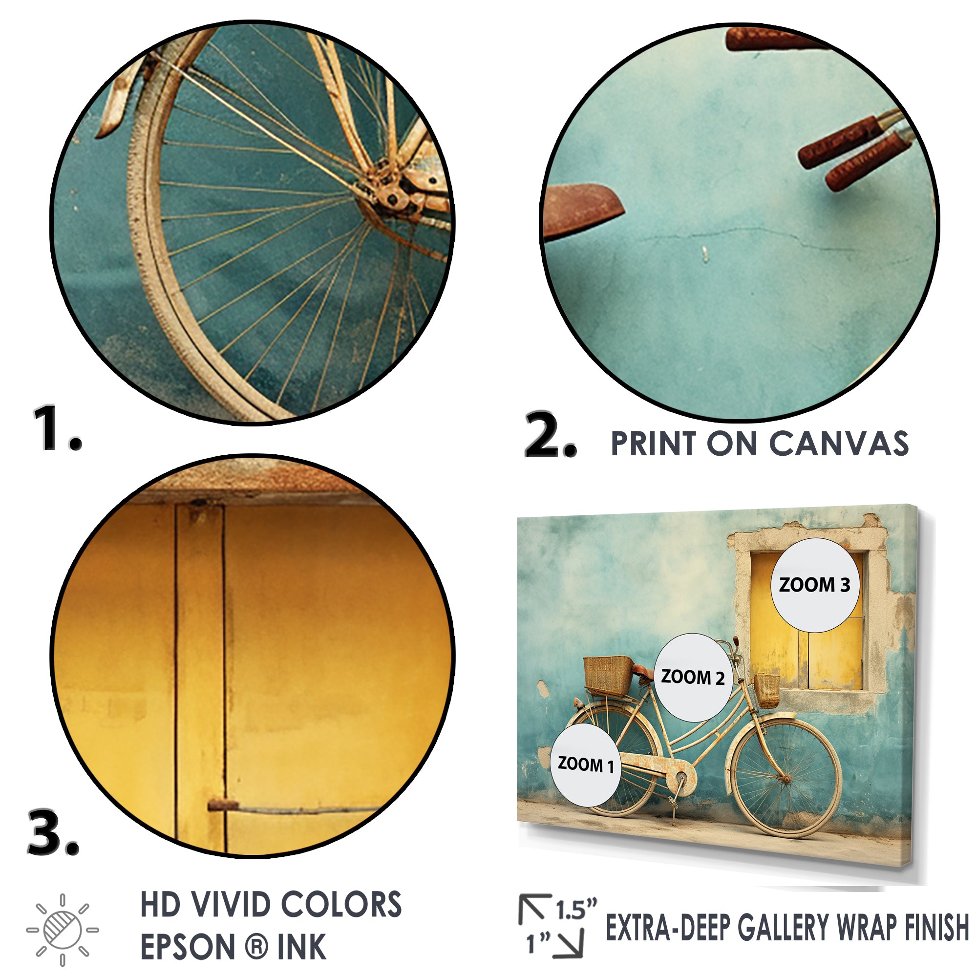 Teal Tour - Bicycle Canvas Wall Art