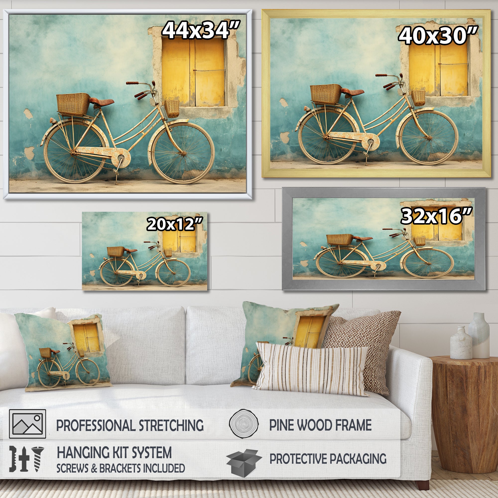 Teal Tour - Bicycle Canvas Wall Art