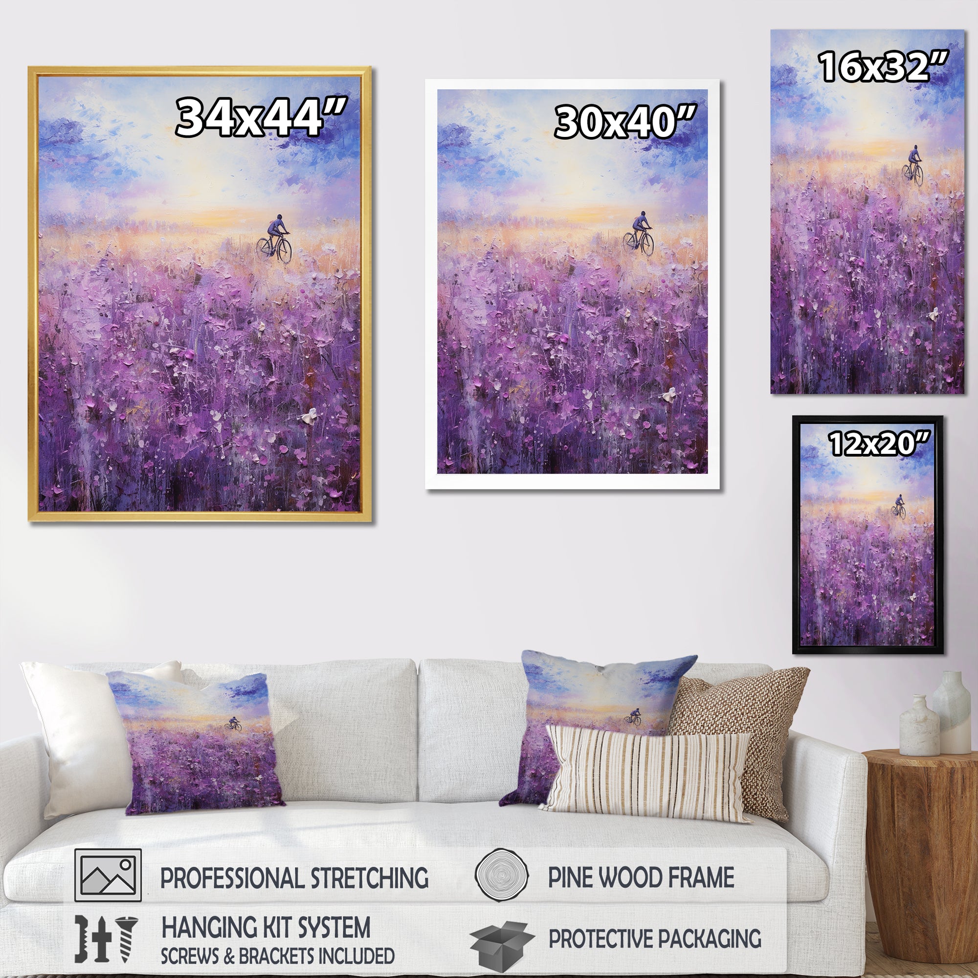 Violet Voyage - Bicycle Canvas Wall Art