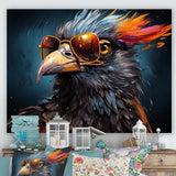 Cool Bird Abstract Aviators - Orange Bird Wall Art