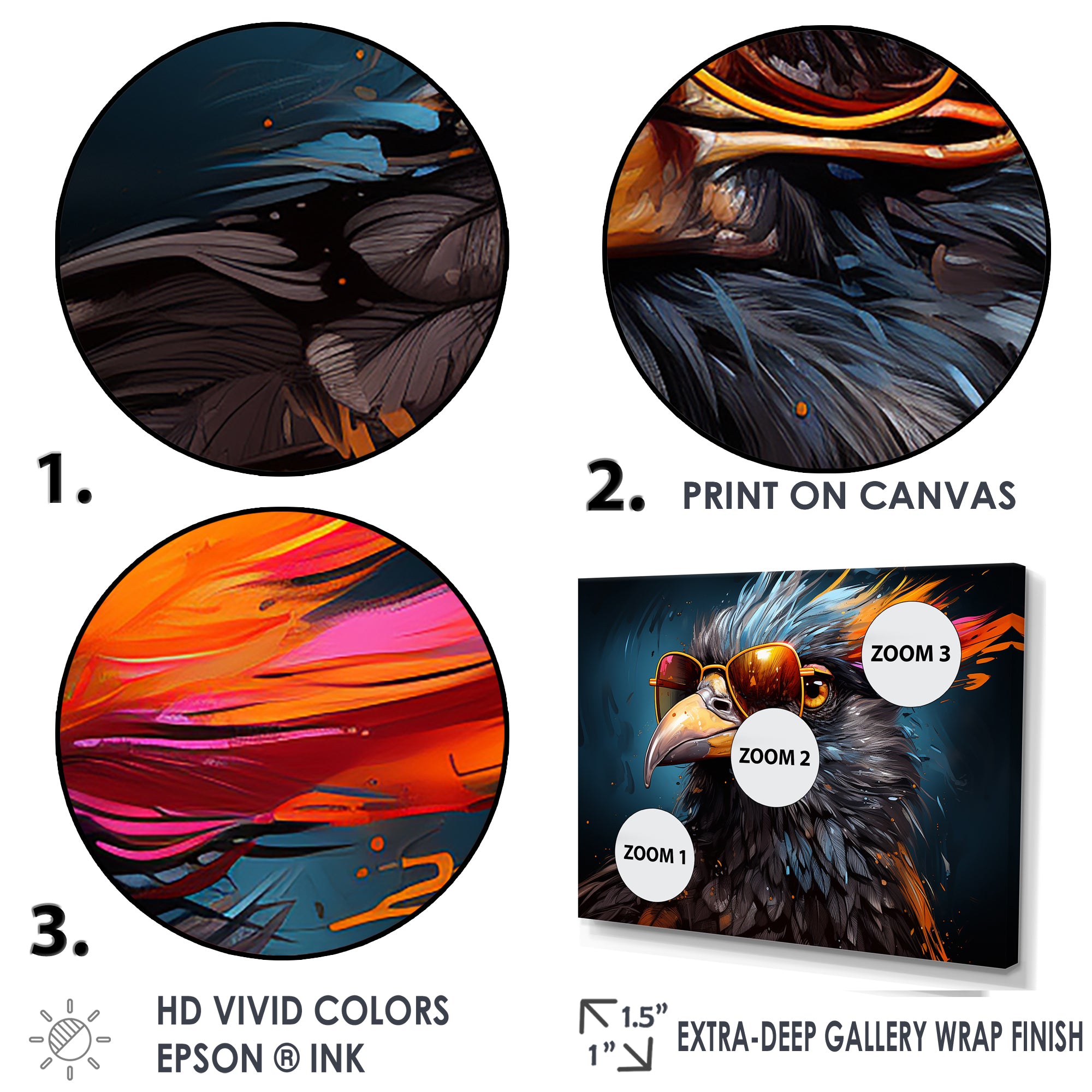 Cool Bird Abstract Aviators - Orange Bird Wall Art