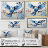 Blue Hues A Serene Scene Of Birds - Bird Large Canvas Wall Art