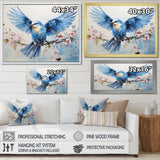 Blue Hues A Serene Scene Of Birds - Bird Large Canvas Wall Art