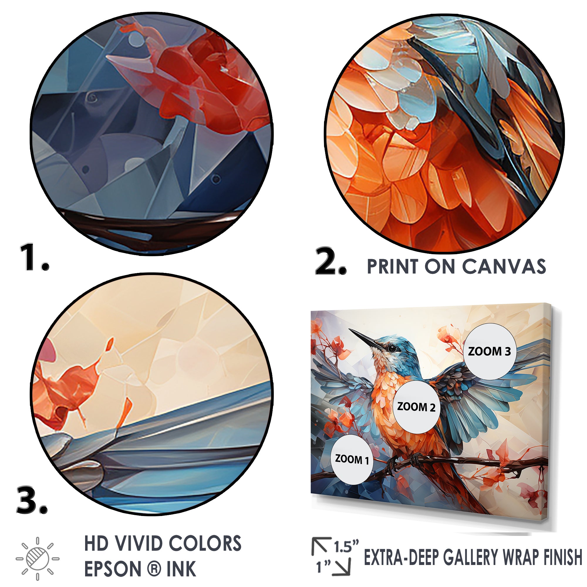 Geometric Birds In Cubist Skies - Bird Canvas Wall Art