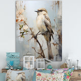 Minimalism Beige Bird On Branch - Bird Wall Decor