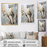 Minimalism Beige Bird On Branch - Bird Wall Decor