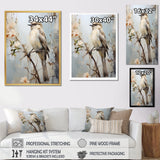 Minimalism Beige Bird On Branch - Bird Wall Decor