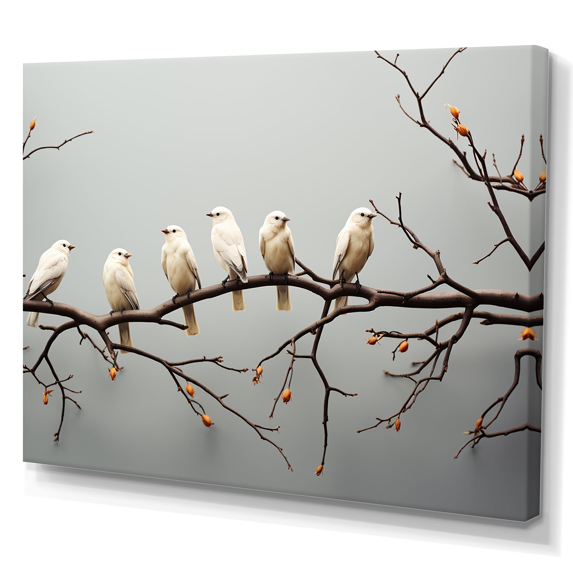 Contemporary Flock Of Birds On Branch - Bird Home Decor Art
