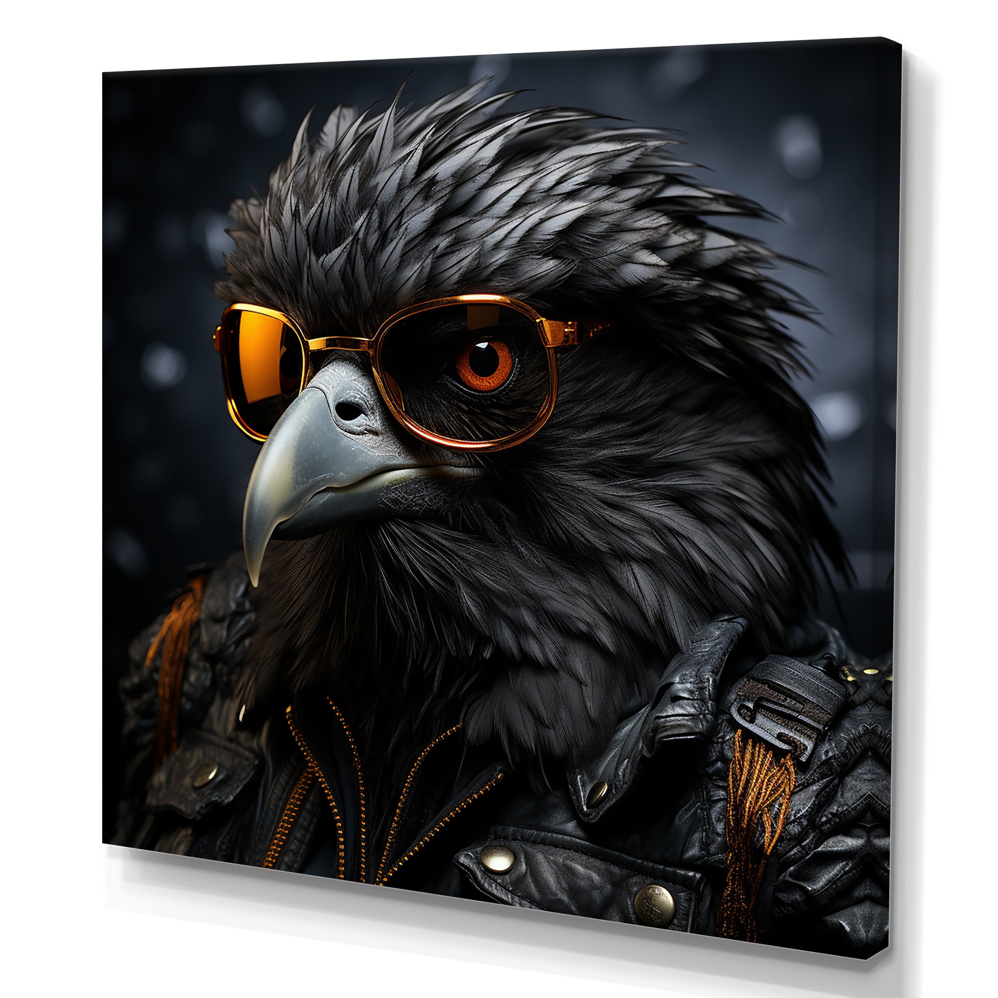 Cool Black Bird Noir Aviators - Bird Living Room Wall Art