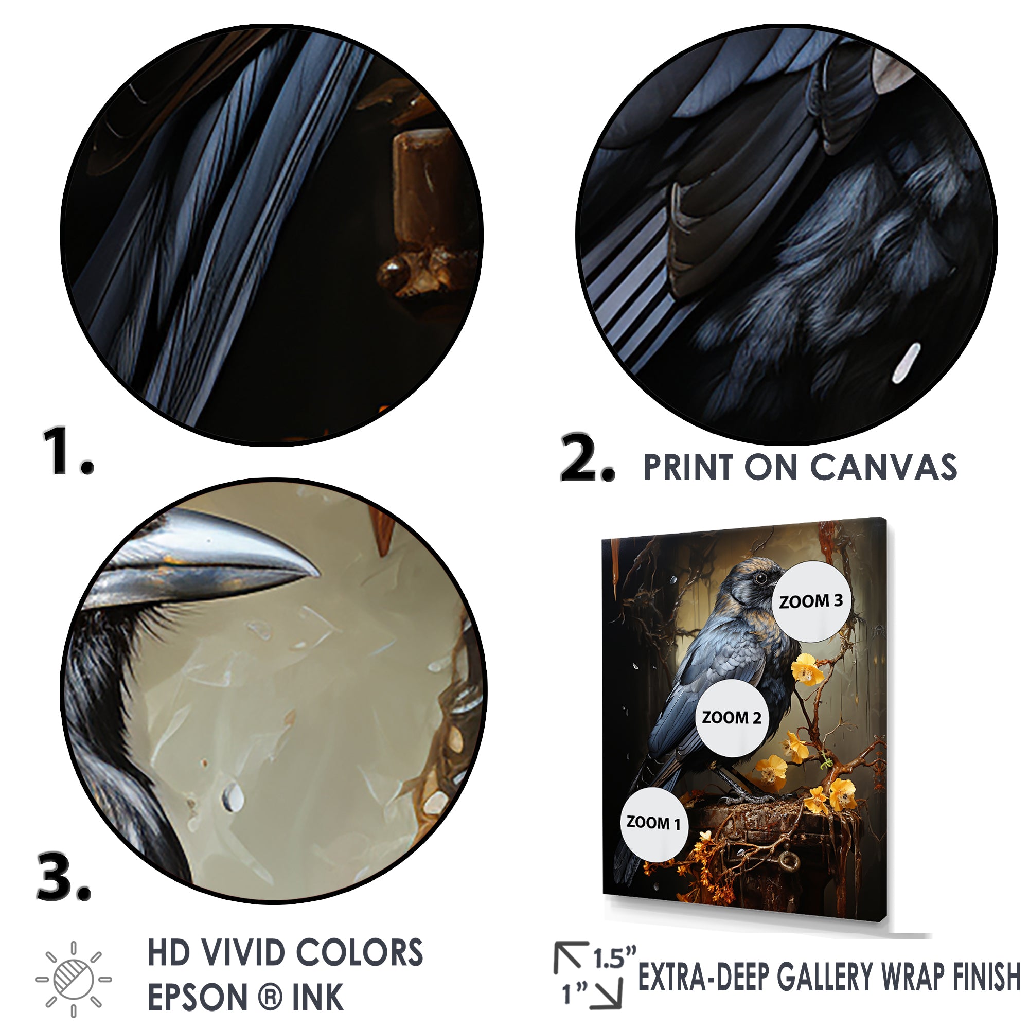 Noir Black Shadows Cast A Mysterious Ambiance - Bird Canvas Wall Art