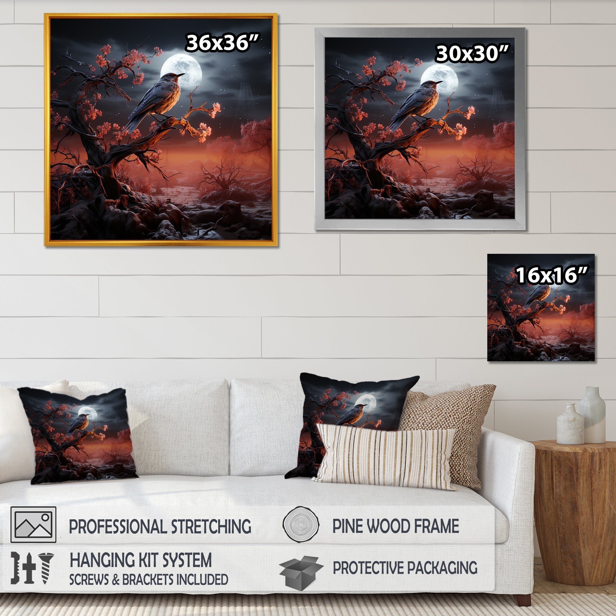 Textured Layers Create Mixed Media Skies - Bird Wall Decor