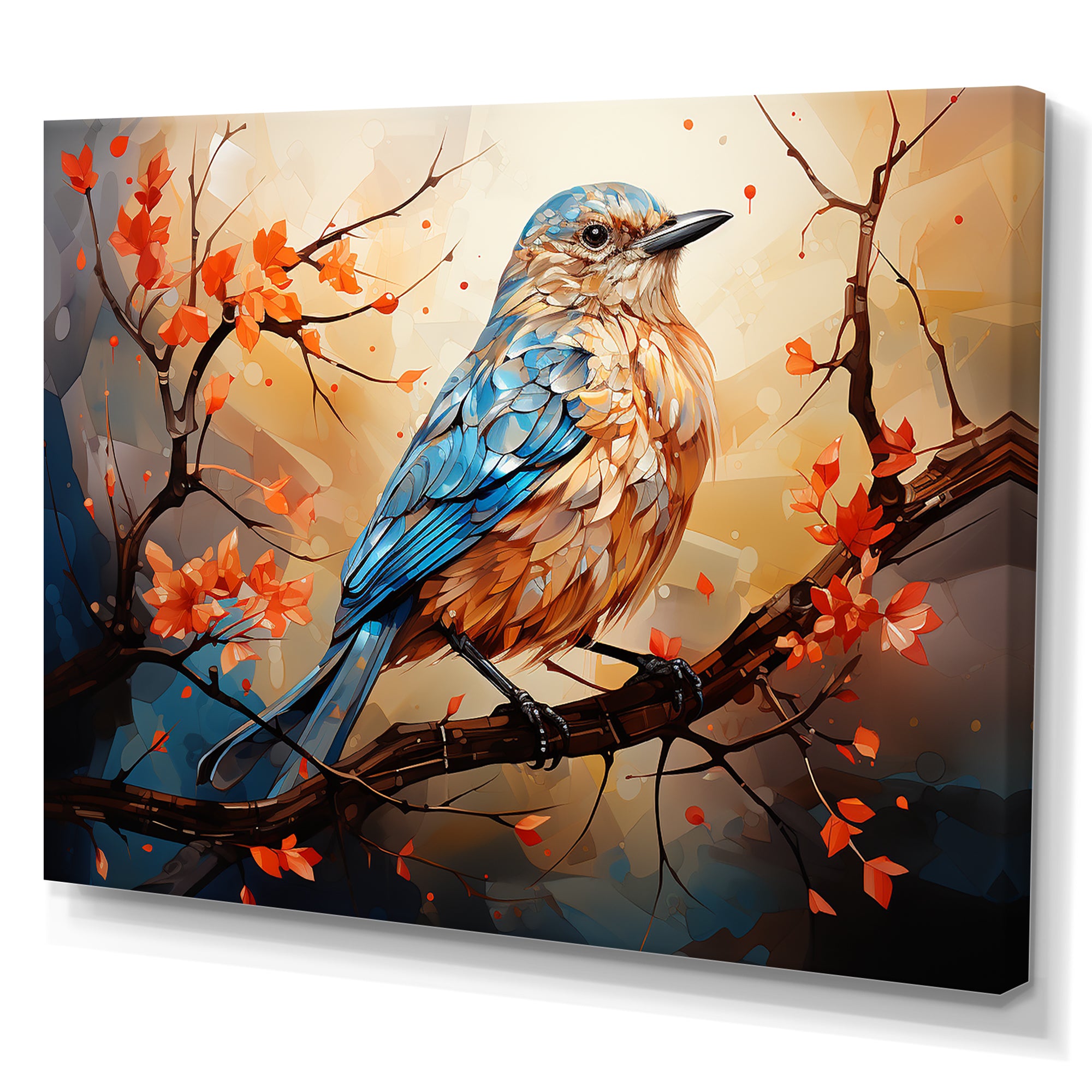 Warm Sunrise Hues An Expressionist Portrayal Bird - Beige Bird Wall Art