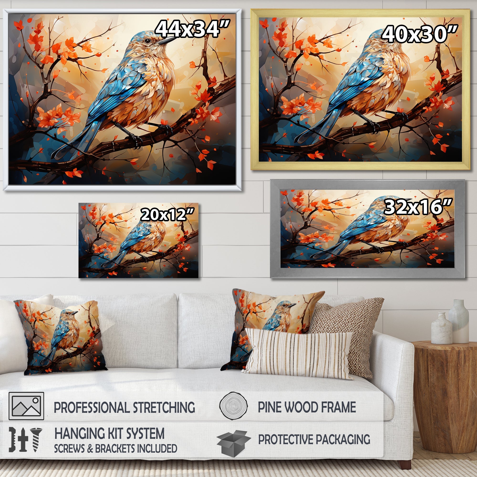 Warm Sunrise Hues An Expressionist Portrayal Bird - Beige Bird Wall Art