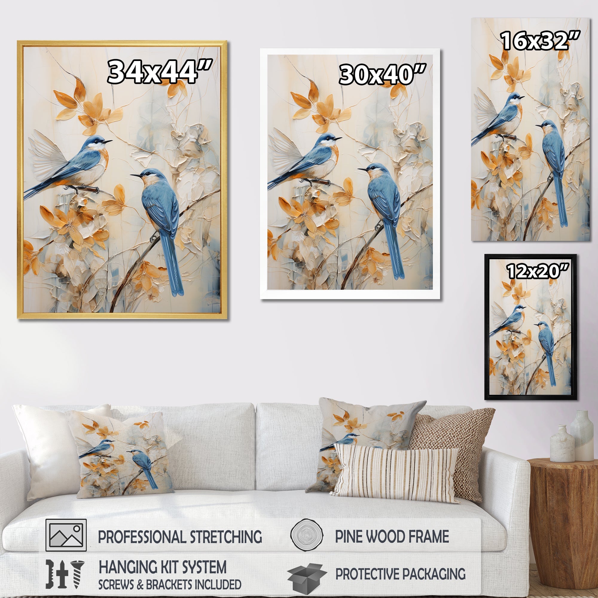 Minimalism Birds Paradise Floral Scenery - Bird Floral Home Decor Art