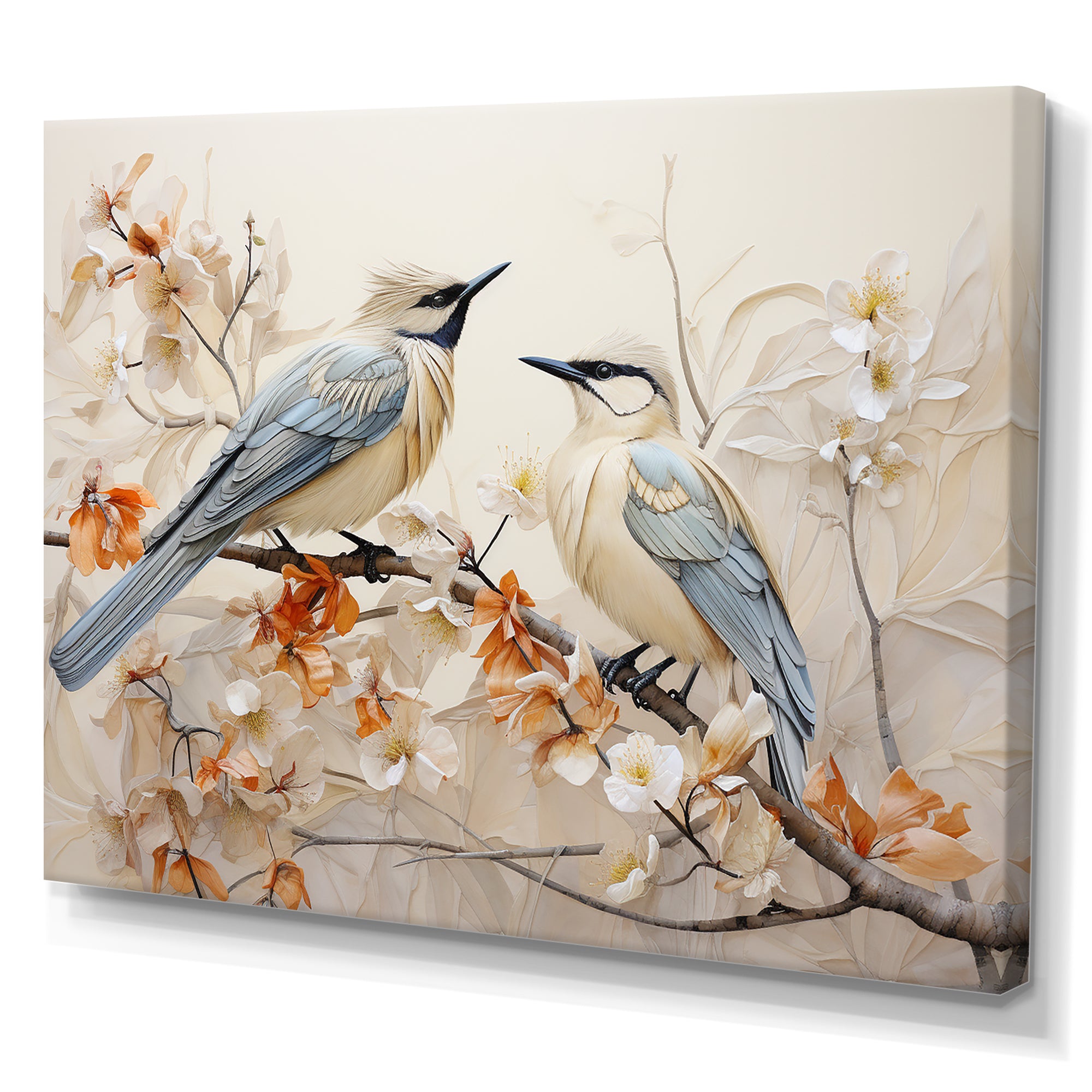 Minimalism Birds Paradise Floral Branch - Bird Floral Bedroom Wall Art
