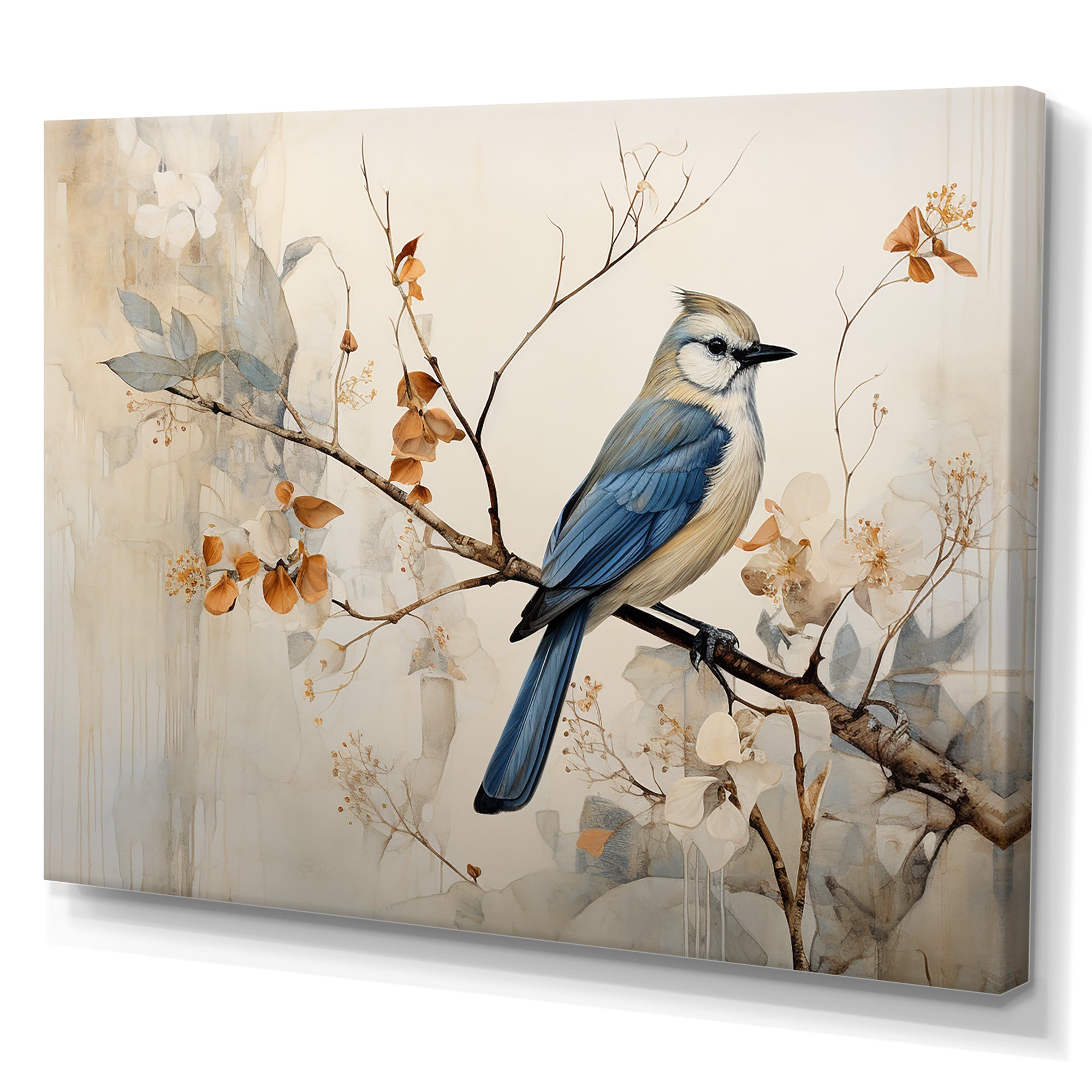 Minimalism Bird On Branch - Bird Floral Wall Decor