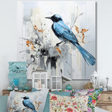 Blue Bird Minimalism Flowers - Bird Floral Wall Art Prints