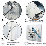 Blue Bird Minimalism Flowers - Bird Floral Wall Art Prints