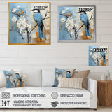 Blue Bird Minimalism White Flowers - Blue Bird Floral Wall Art